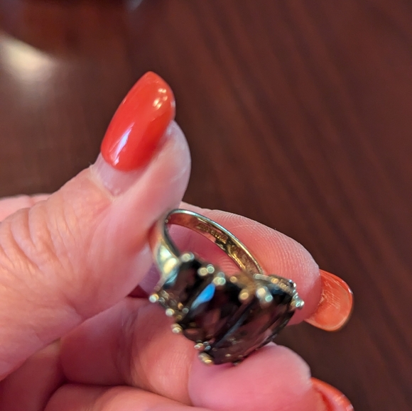 925 sterling silver stamped smoky quartz ladies statement ring - Picture 7 of 10